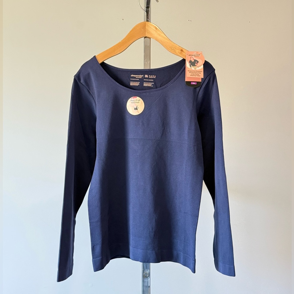 Shapermint Essentials Long Sleeve Shaping T-Shirt Navy Blue 2XL NWT